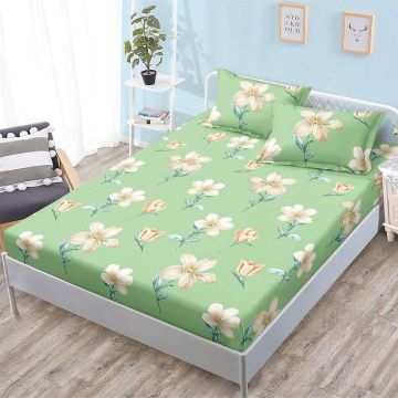 Set husa pentru pat 160*200 cm confectionata din material textil tip  finet cu imprimeu + 2 fete de perna HP160-83