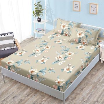 Set husa pentru pat 160*200 cm confectionata din material textil tip  finet cu imprimeu + 2 fete de perna HP160-85