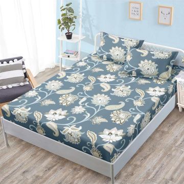 Set husa pentru pat 160*200 cm confectionata din material textil tip  finet cu imprimeu + 2 fete de perna HP160-91