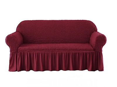 Калъфка с волани за 3-местен диван - материя бордо креп