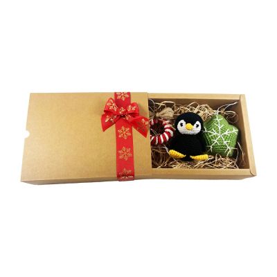 3 decorațiuni croșetate handmade Black Penguin pentru brad Crăciun 