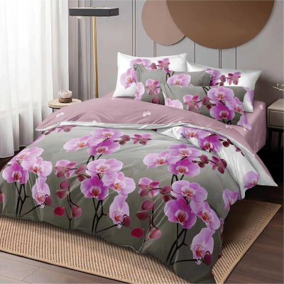 Lenjerie de pat  pentru pat dublu  - material textil tip finet , 6 piese LF7-20223