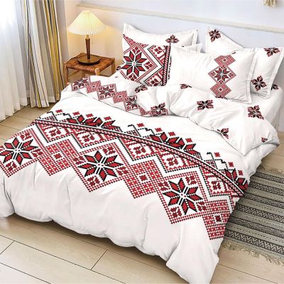 Lenjerie de pat  pentru pat dublu  - material textil tip finet , 6 piese LF7-20240